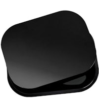 a black square tray on a white surface